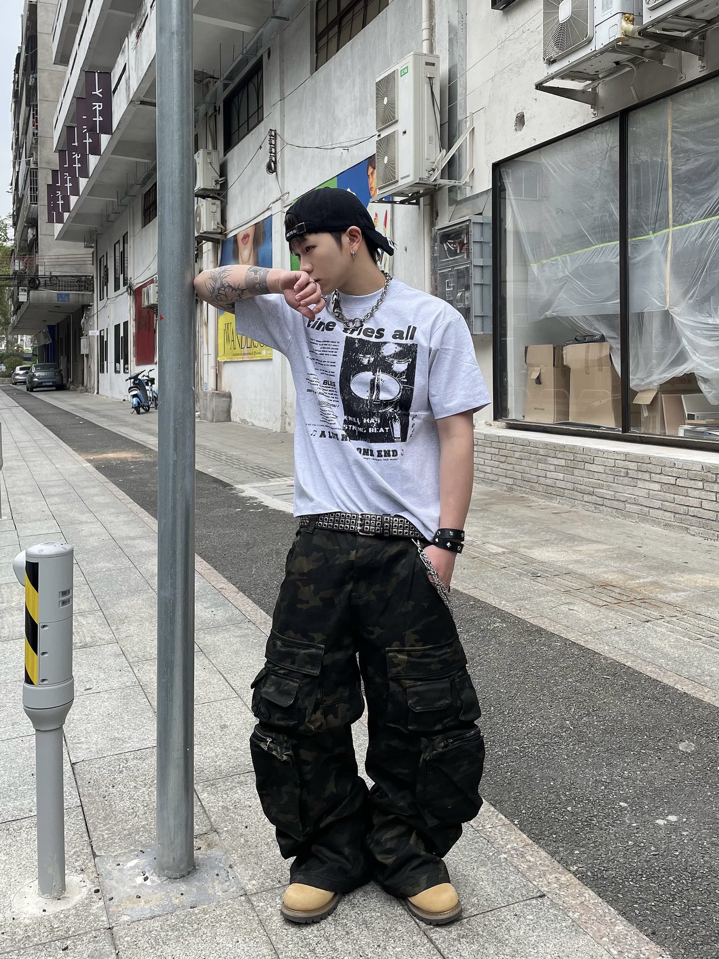 Band Print Short Sleeve T-Shirt WN14997