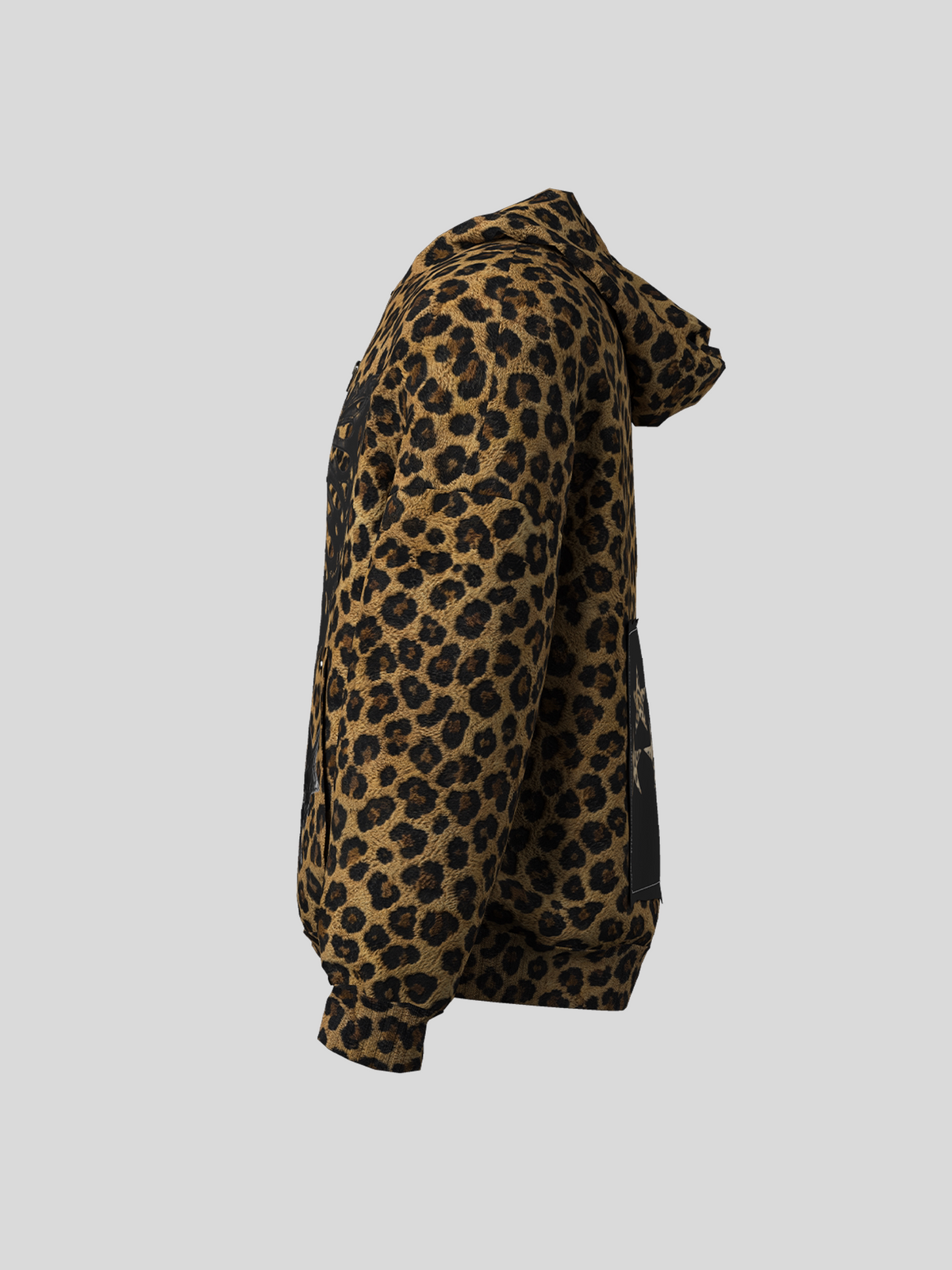 Leopard Print Skeleton Graphic Zipper Hoodie WN27096