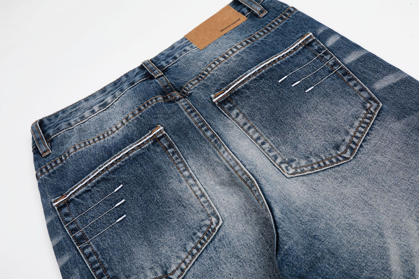 Whisker Washed Flare Denim Jeans WN25956