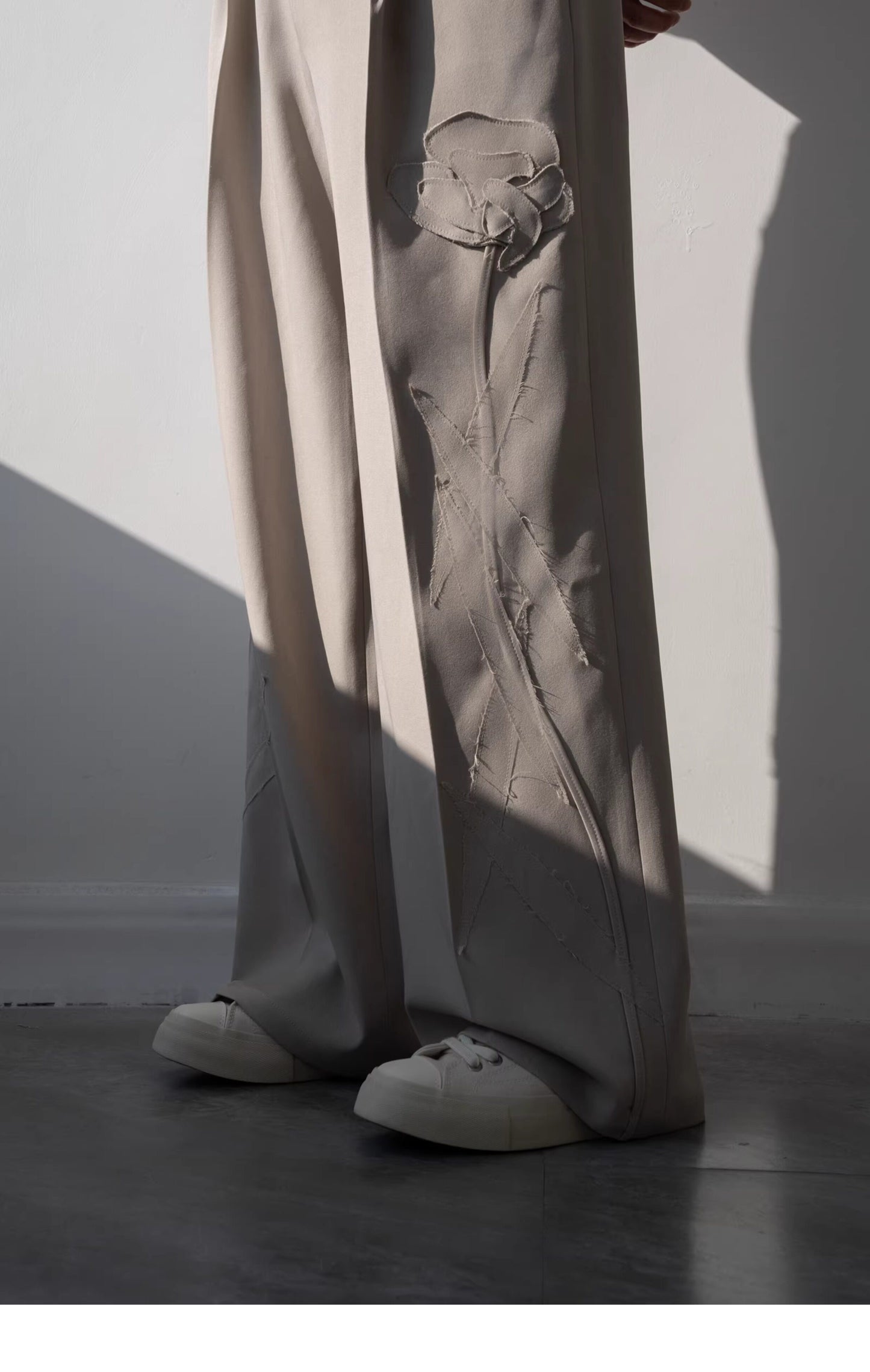 3D Flower Design Oversize Tailored Jacket & Wide Leg Trousers Setup WN23839