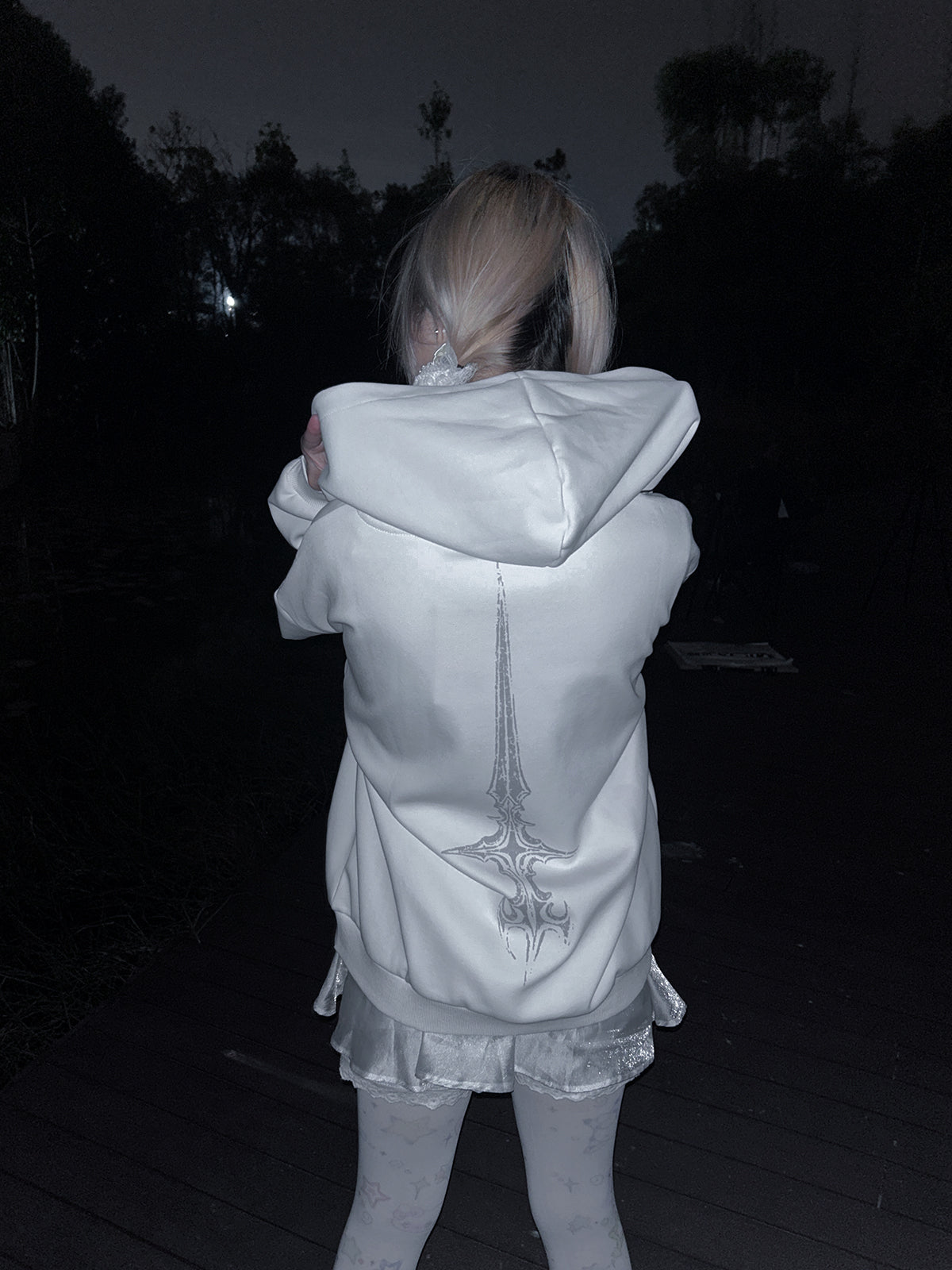 Print Oversize Zipper Hoodie WN15613