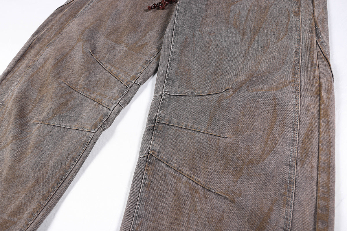 Washed Curved Wide Leg Denim Jeans WN25710