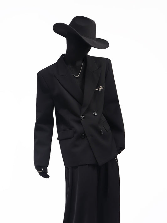 Metal Decor Jacket & Wide Leg Trousers Setup WN23668