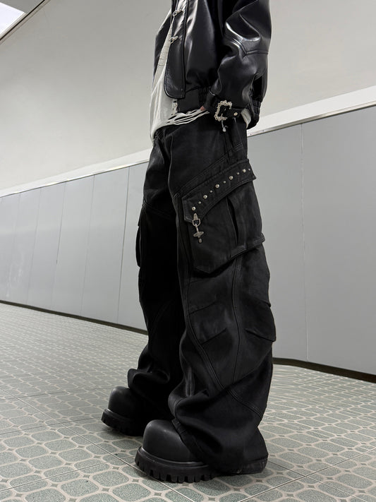 Wax Coating Multi-Pocket Heavyweight Denim Jeans WN23555