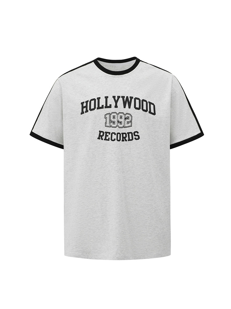 Colorblock Letter Print Oversize Short Sleeve T-Shirt WN20249