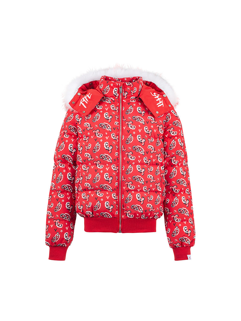 Paisley Hooded White Duck Down Jacket WN21002