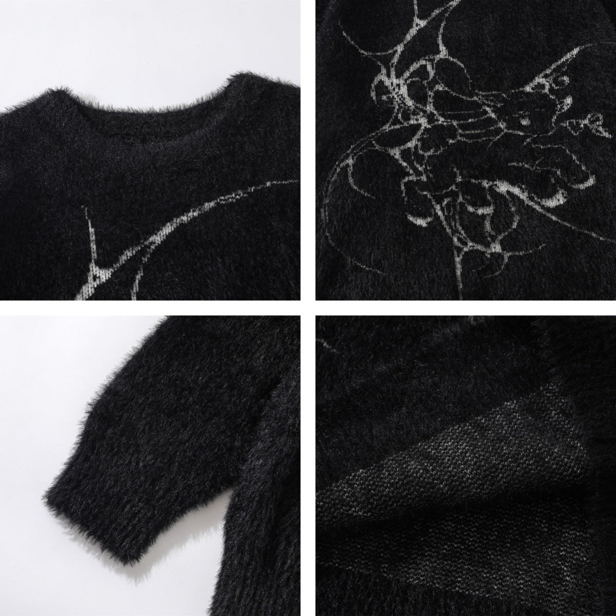 Fake Mink Fleece Letter Embroidery Oversize Knit Sweater WN11580