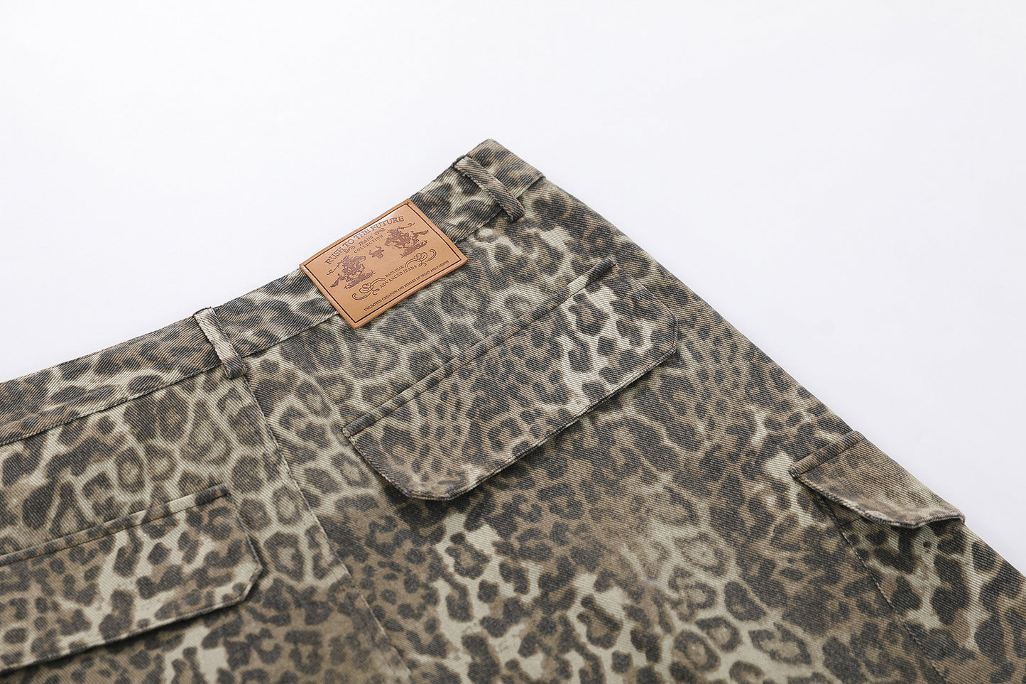 Leopard Print Multi-Pocket Wide Leg Half Pants WN25827