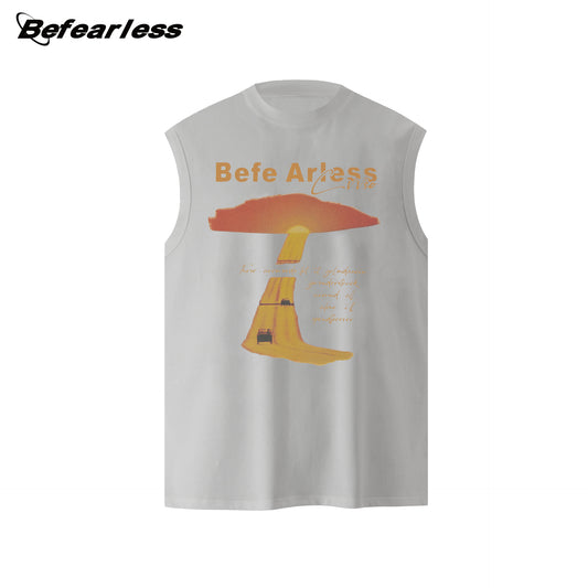 Sunset Print Oversize Sleeveless T-Shirt WN26375