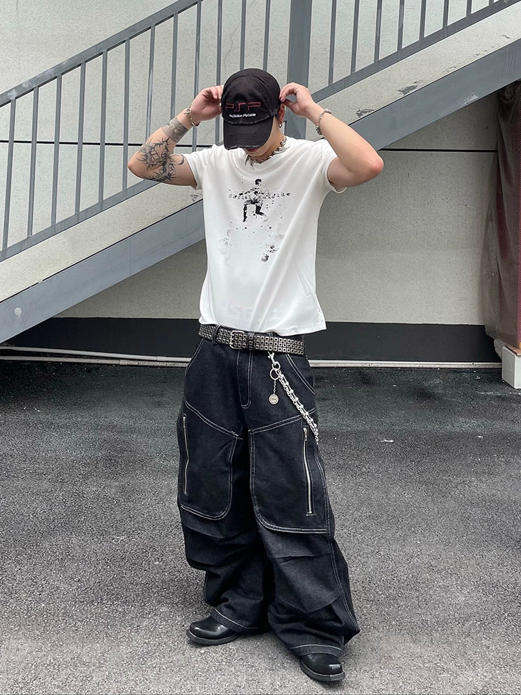 Washed Wide Leg Denim Jeans WN18833