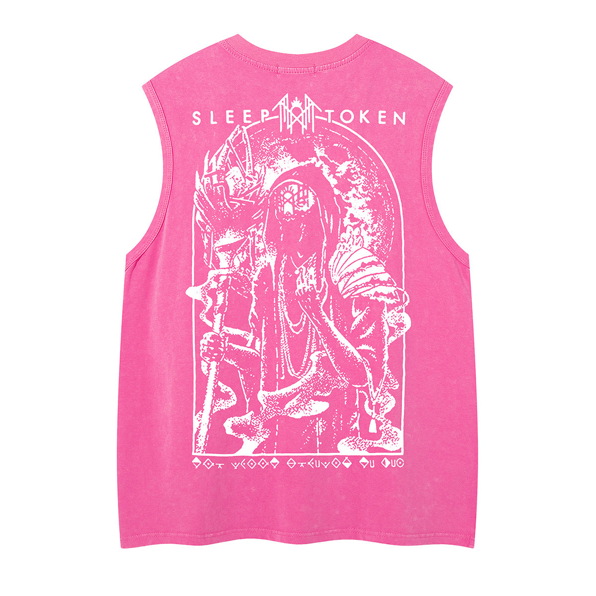 Washed Damage Dark Graphic Sleeveless T-Shirt WN26819