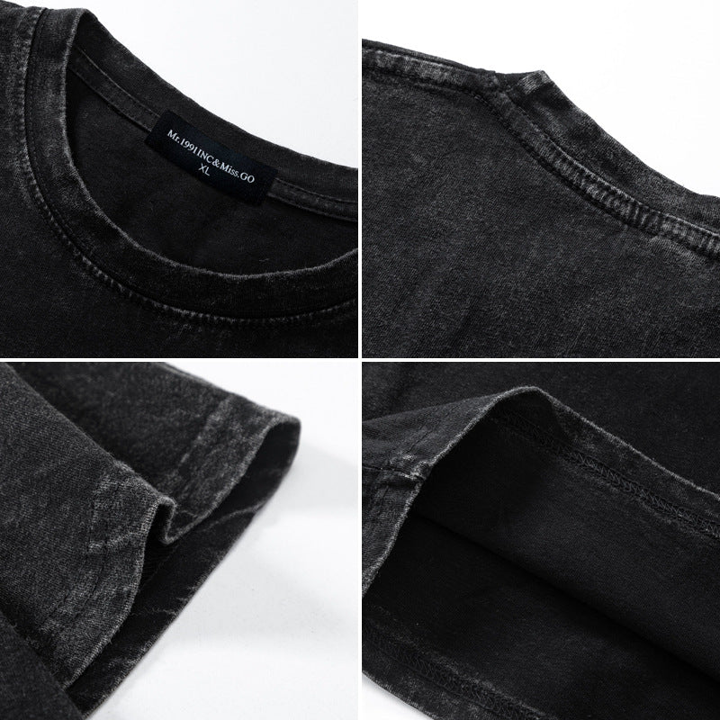 Oversize Graphic Print Washed Short Sleeve T-Shirt WN16485