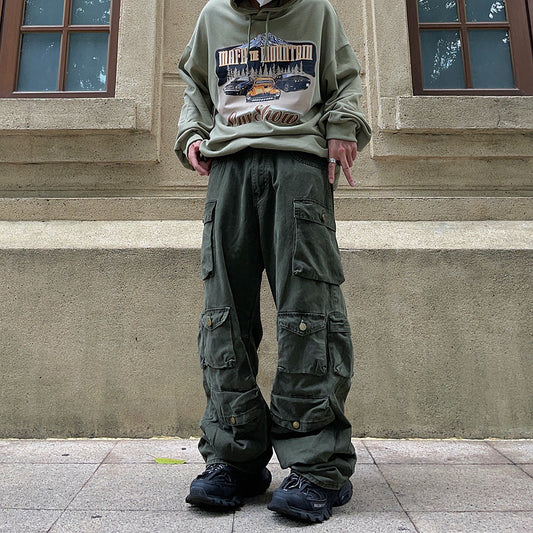 Multi-Pocket Straight Wide Leg Cargo Pants WN24384