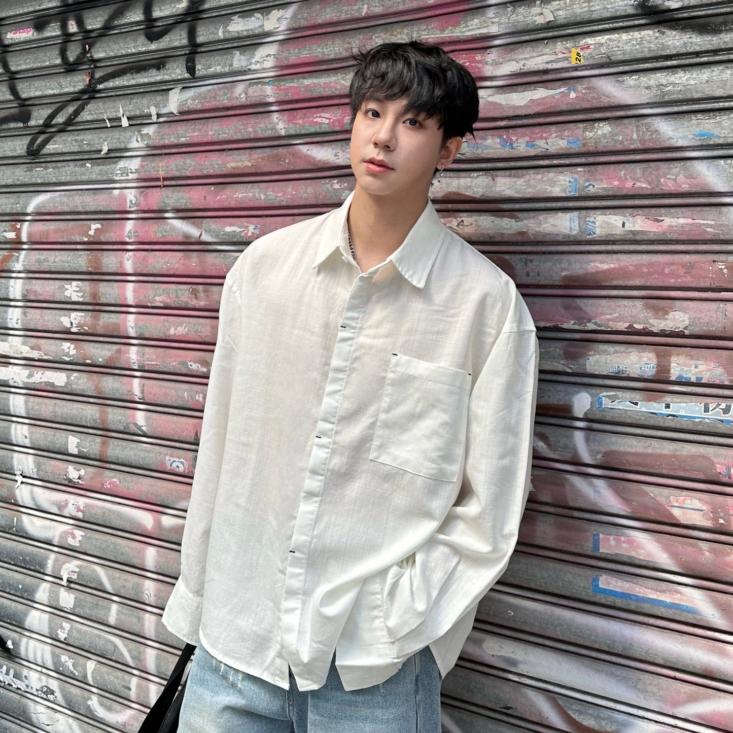 Draped Pocket Long Sleeve Shirt WN25174