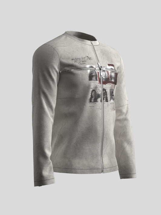 Lightweight Cross Zipper Print Long Sleeve T-Shirt WN27085