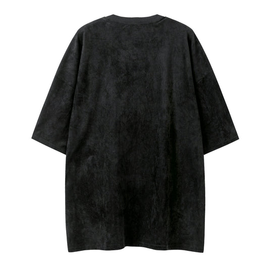 Fake Suede Skull Print Short Sleeve T-Shirt WN26836