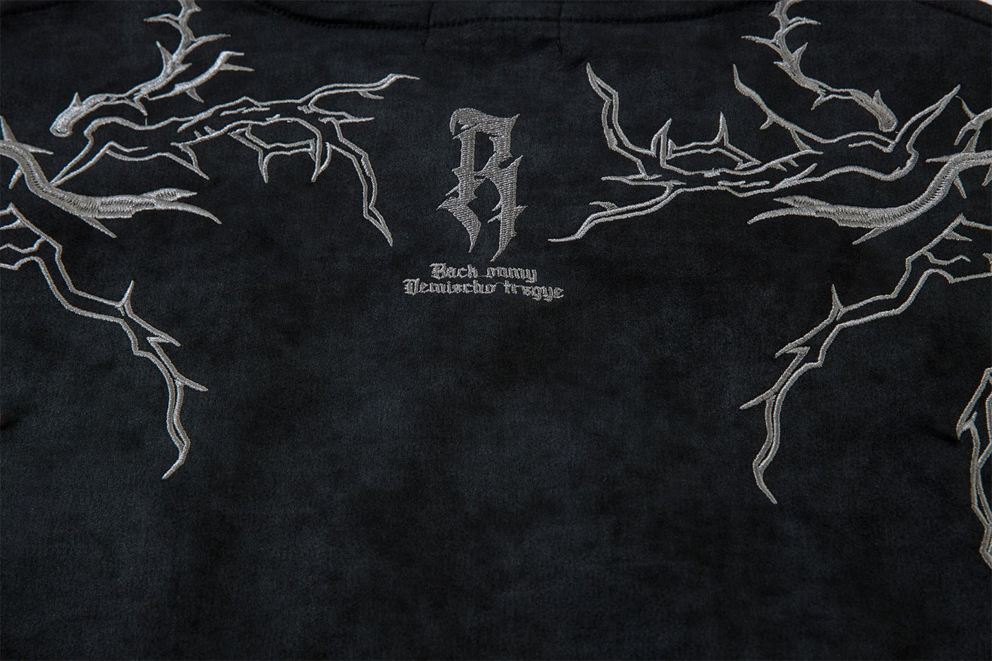 Embroidery Suede Design Oversize Short Sleeve T-Shirt WN15080