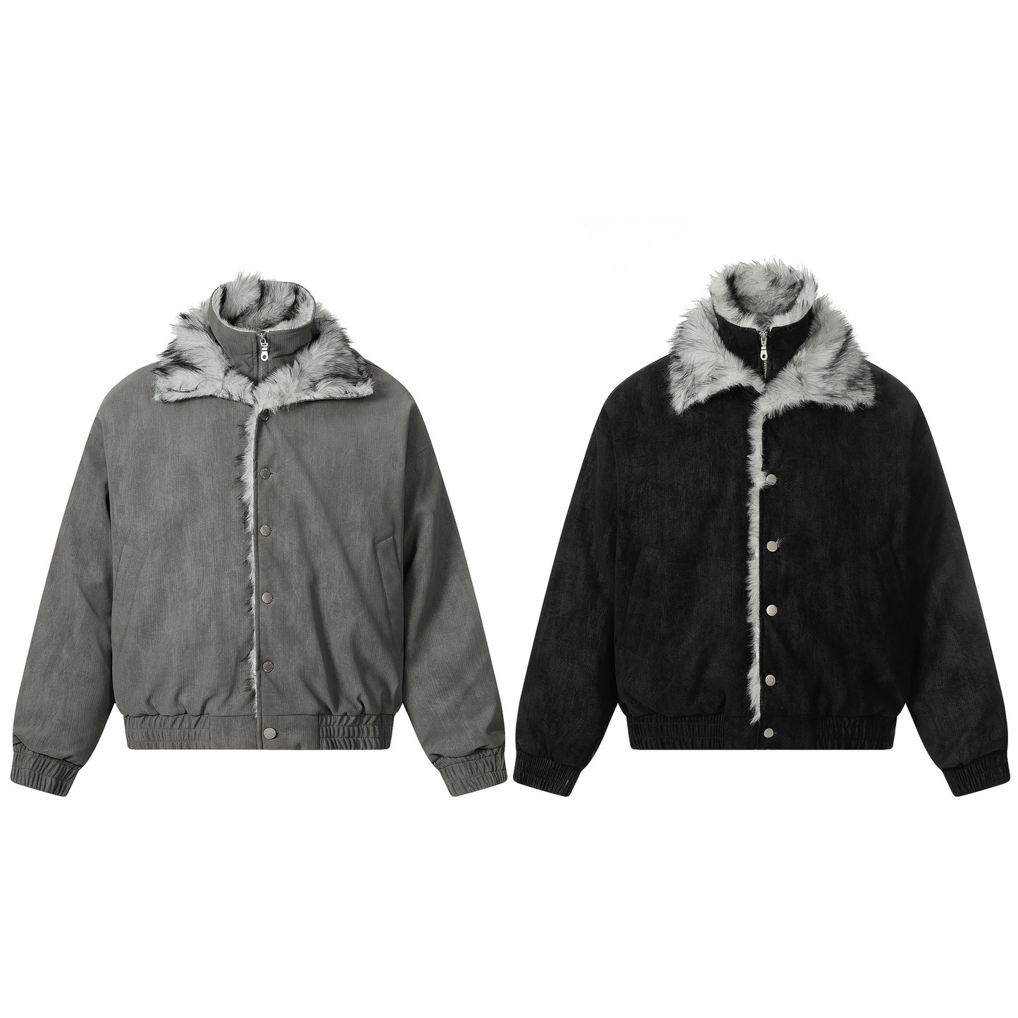 Fake Fur Collar Fleece Lining Puffer Jacket WN21859