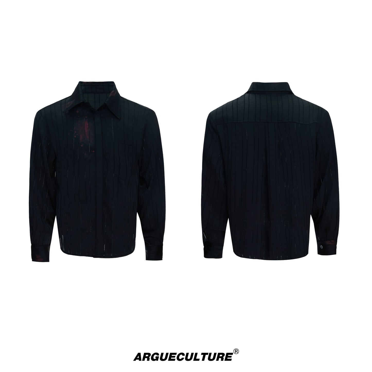 Stripe Satin Lipstick Print Long Sleeve Shirt WN20666