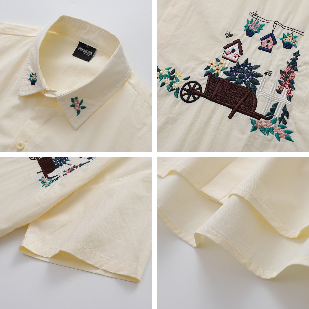 Floral Embroidery Oversize Short Sleeve Shirt WN18542