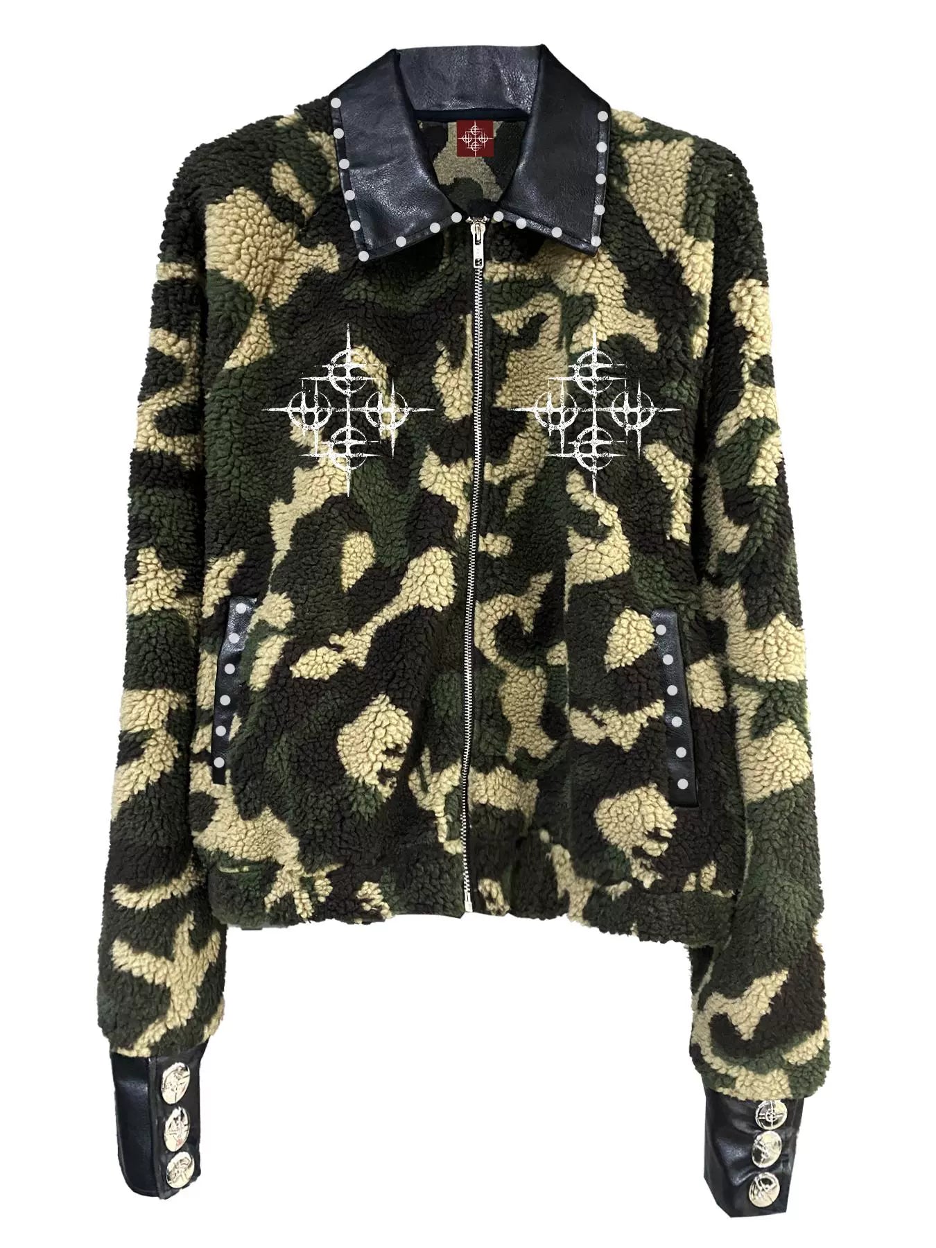 Camouflage Sherpa Embroidery Short Jacket WN13403