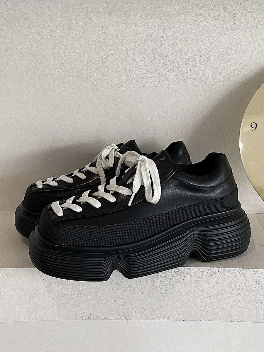 Square Toe Chunky Sole Leather Derby Shoes WN20773