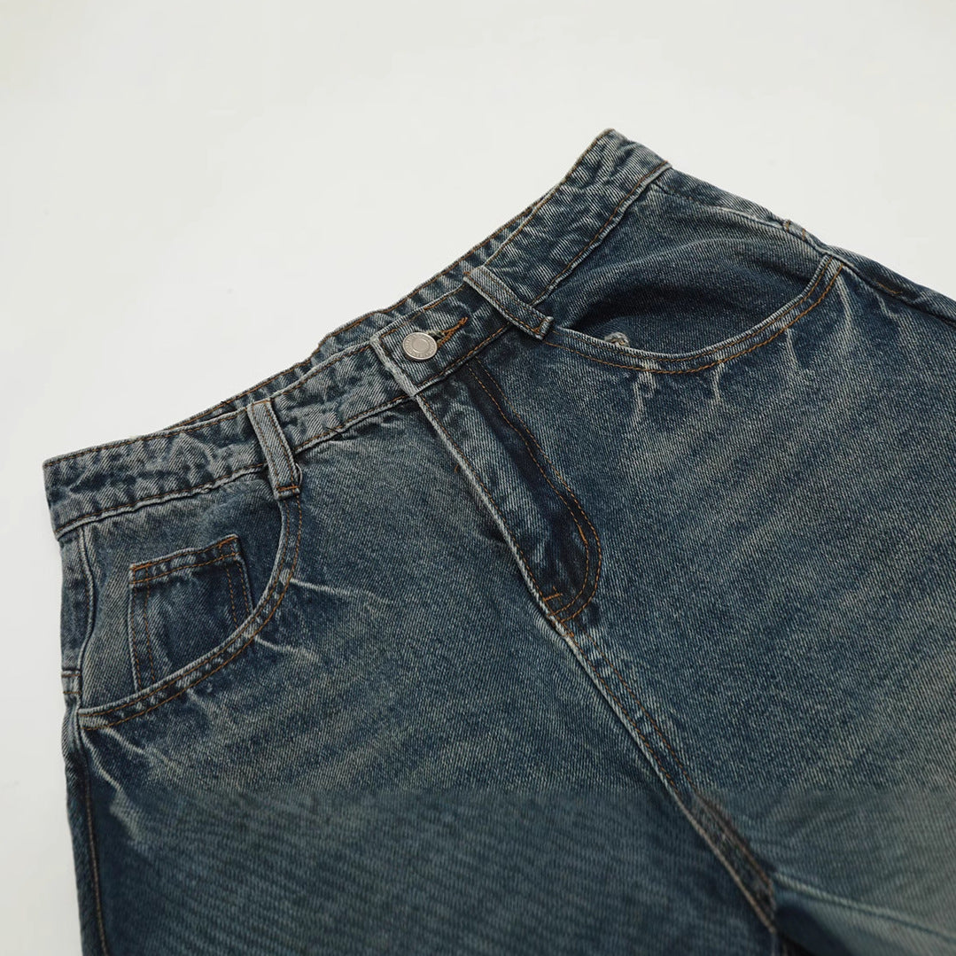 Washed Curve Wide Leg Denim Jeans WN16167