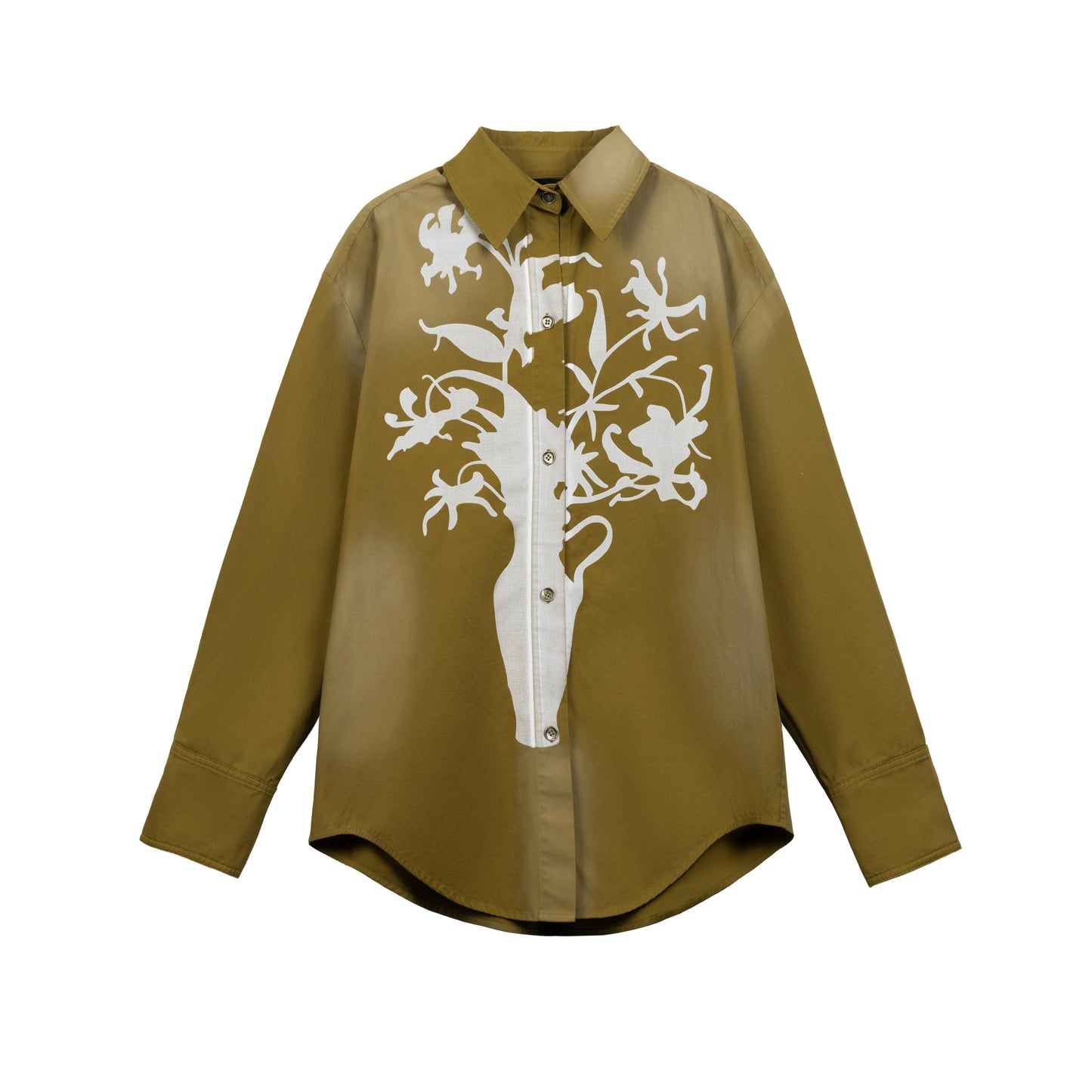 Vase Print Oversize Long Sleeve Shirt WN18864