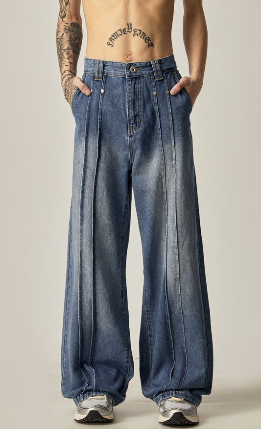 Wide-leg Seam Design Denim Jeans WN6238