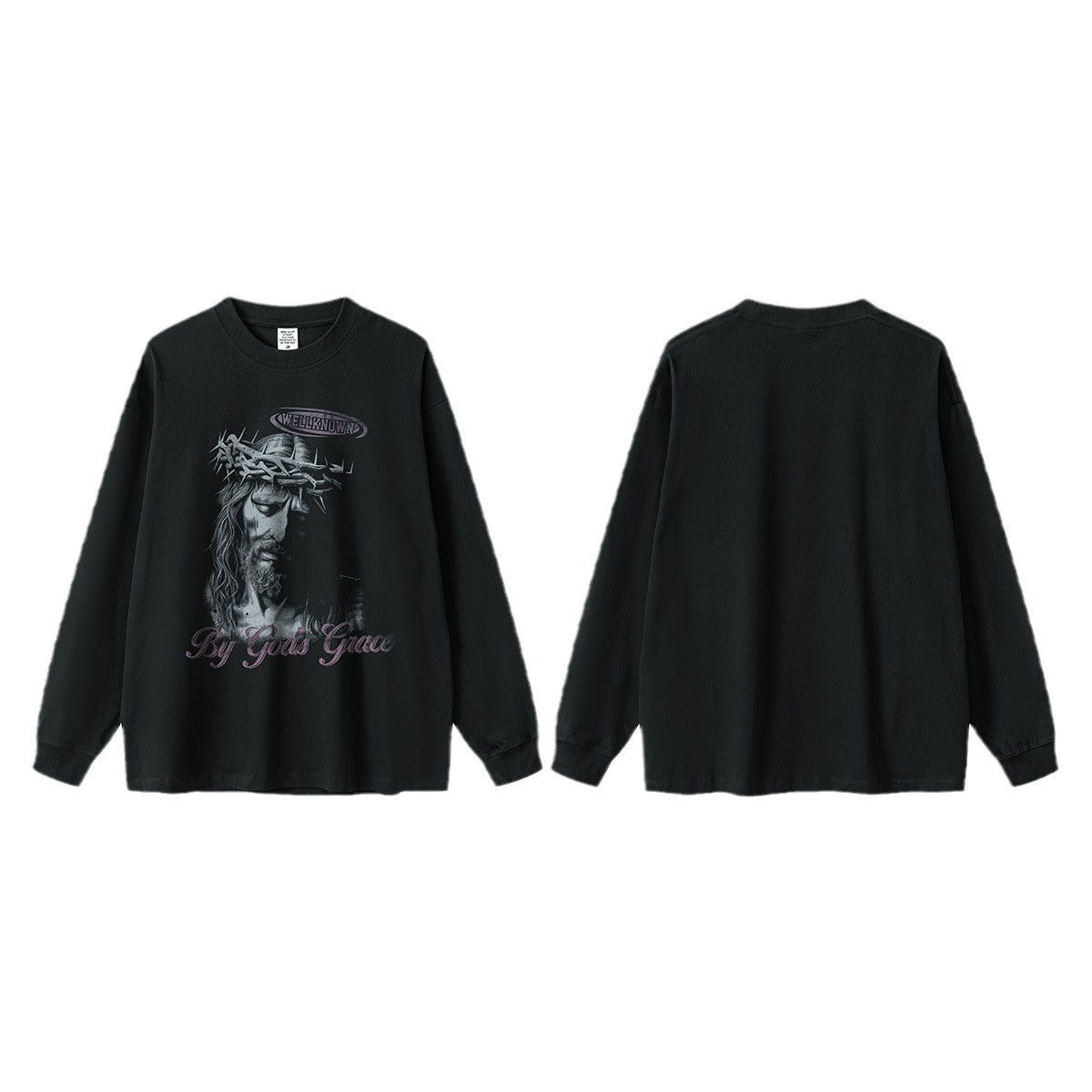 Water Washed Wax Print Long Sleeve T-Shirt WN7885