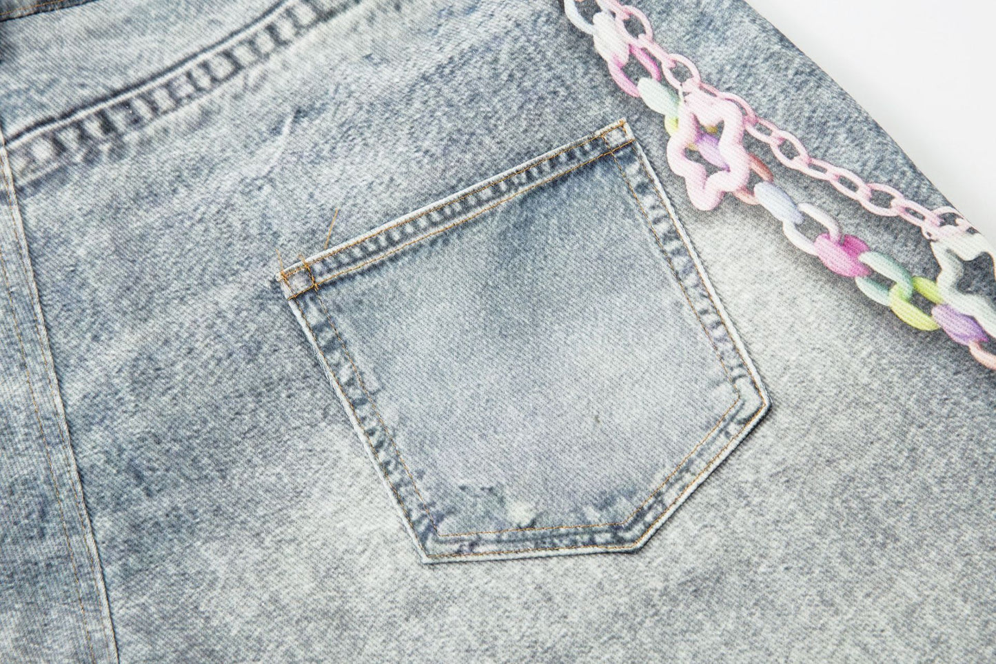 Washed Charm Patch Wide Leg Cropped Denim Jeans WN25564