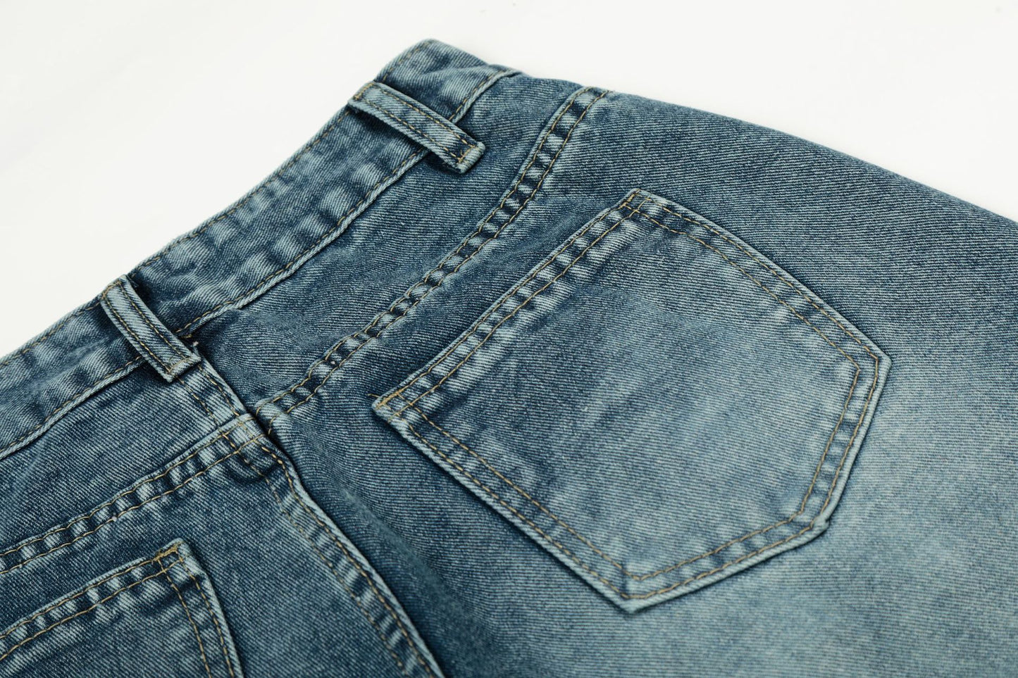 Washed Star Applique Wide Leg Denim Jeans WN25451