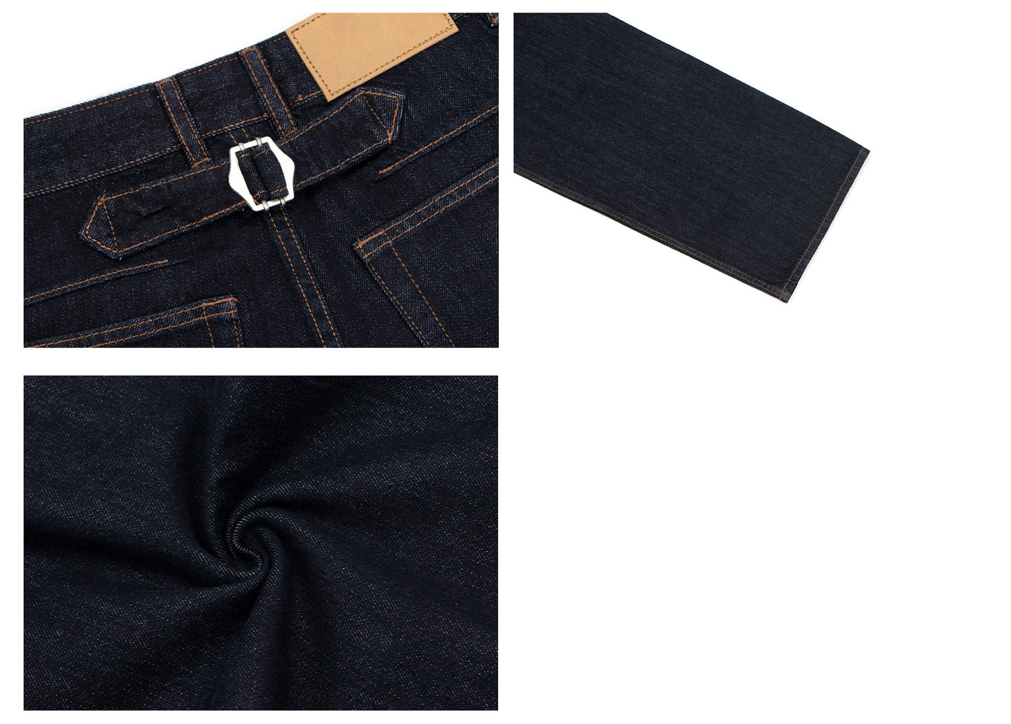 Raw Denim Metal Buckle Straight Jeans WN26308