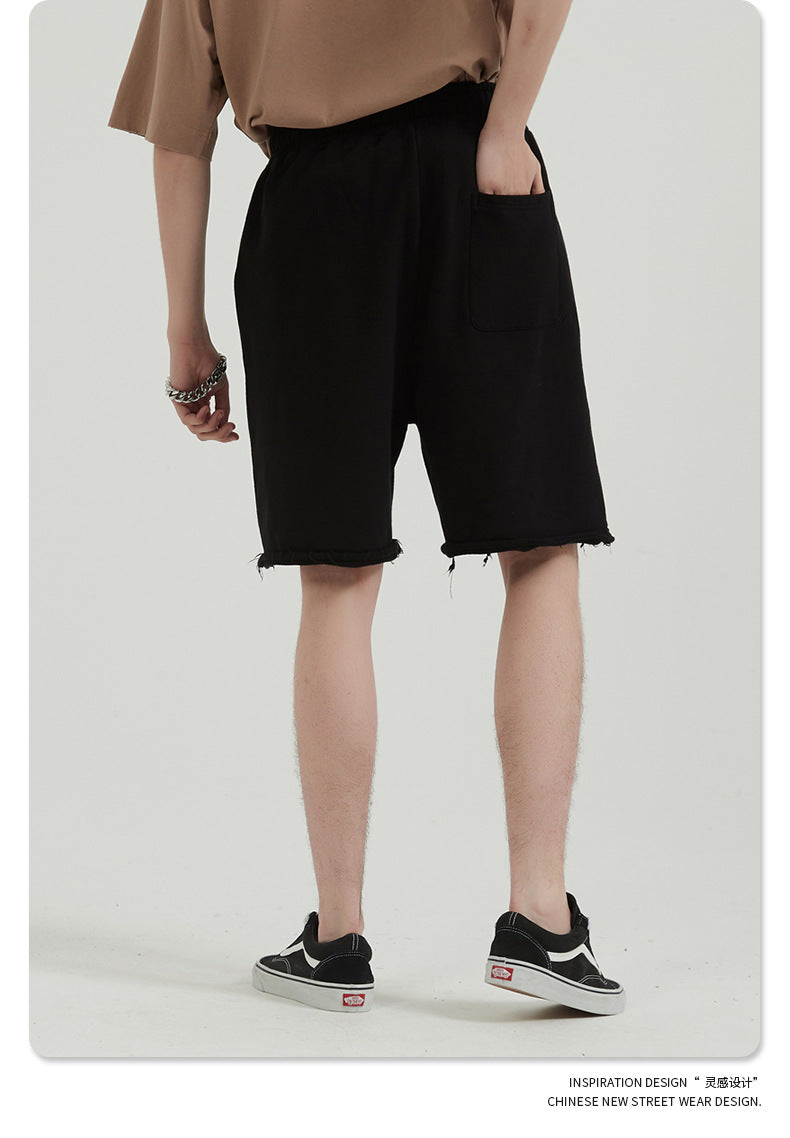 Washed Vintage Raw Edge Short Sweatpants WN6628
