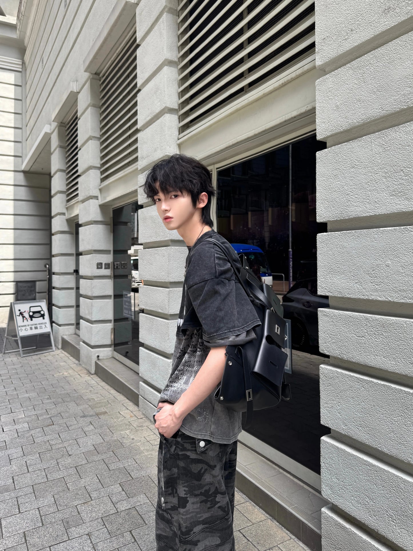 Fake Layered Letter Print Wash Oversize Short Sleeve T-Shirt WN20751