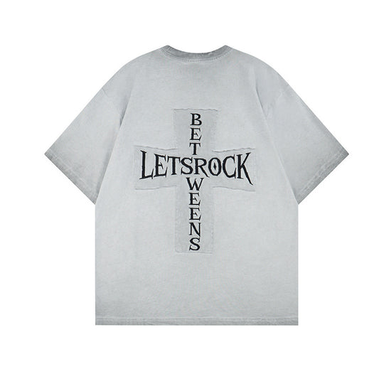 Washed Embroidery Raglan Short Sleeve T-Shirt WN25454