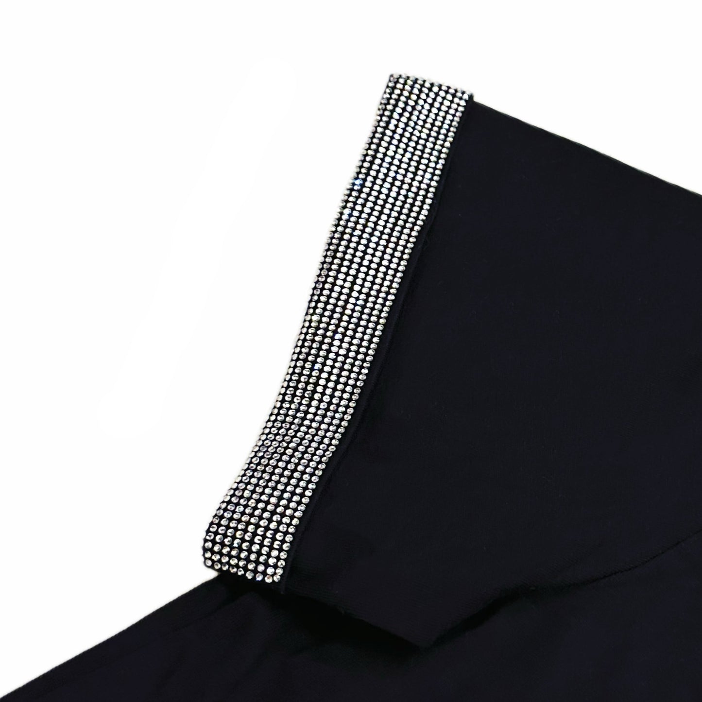 Color Black Rhinestone Pocket Short Sleeve T-Shirt WN20700