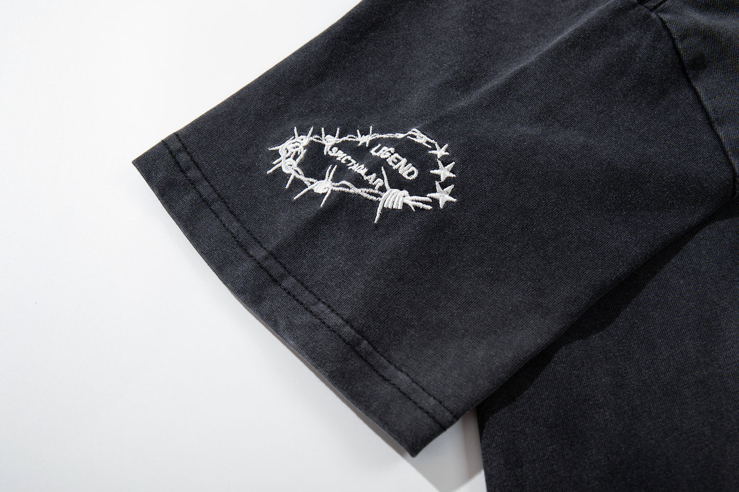 Washed Embroidery Short Sleeve T-Shirt WN25512