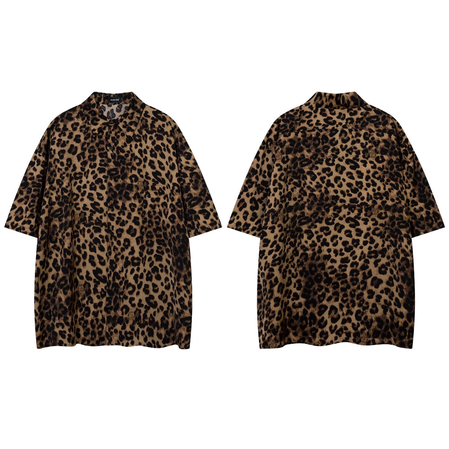 Oversize Leopard Print Short Sleeve Shirt WN13108