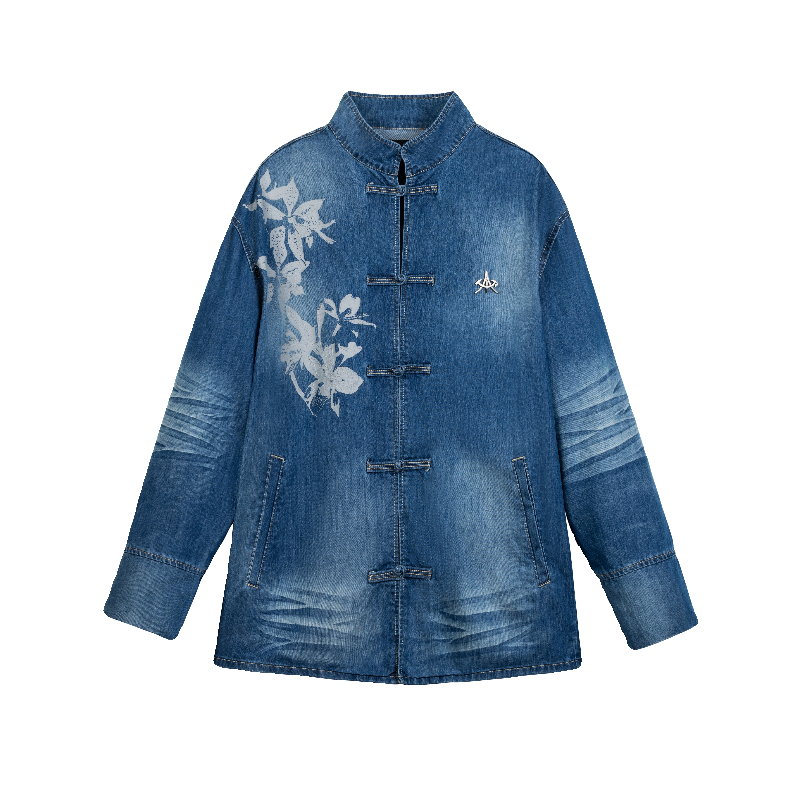 Washed Oversize Chinese Style Denim Shirt WN19036