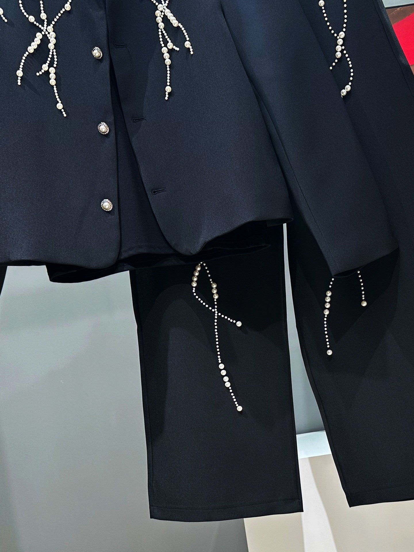 Pearl Short Jacket & Wide-Leg Straight Trousers Setup WN23966