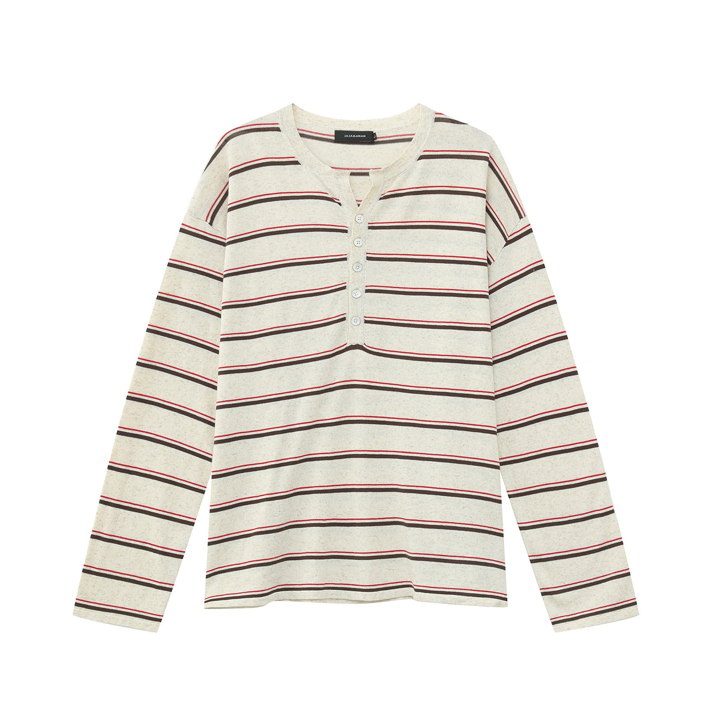 Striped Contrast-Color Knit Long Sleeve Shirt WN24958