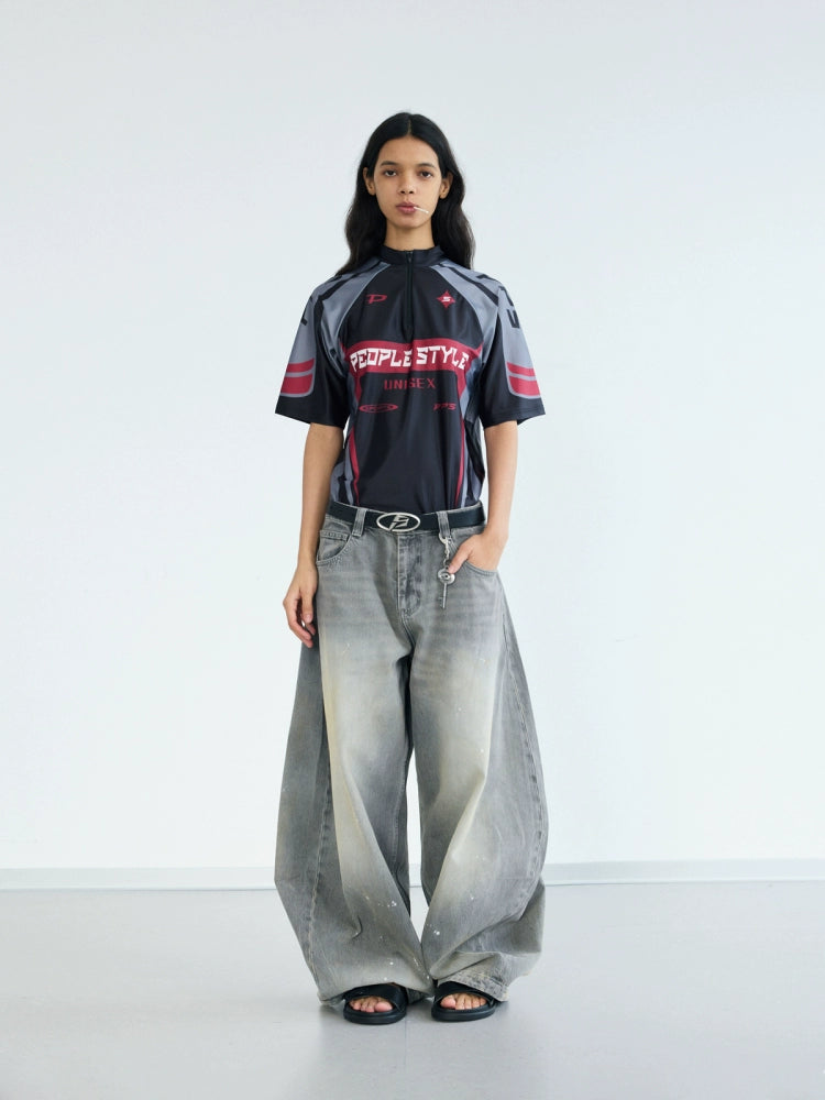 Colorblock Patch Embroidery Short Sleeve T-Shirt WN18225