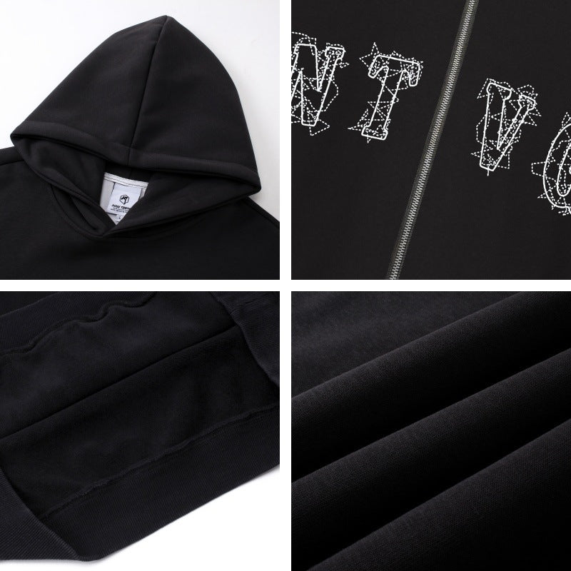 Graffiti Print Fleece Oversize Zipper Hoodie WN11198