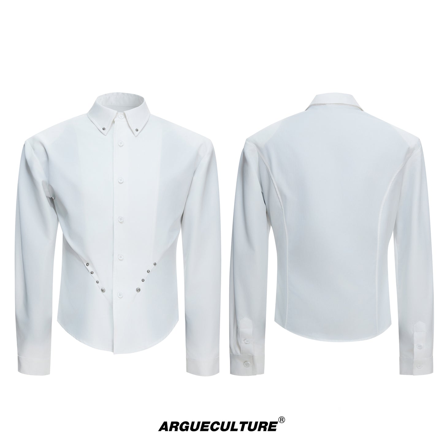 Heavyweight Rivet Waist-Cinched Puff Sleeve Long Sleeve Shirt WN23550