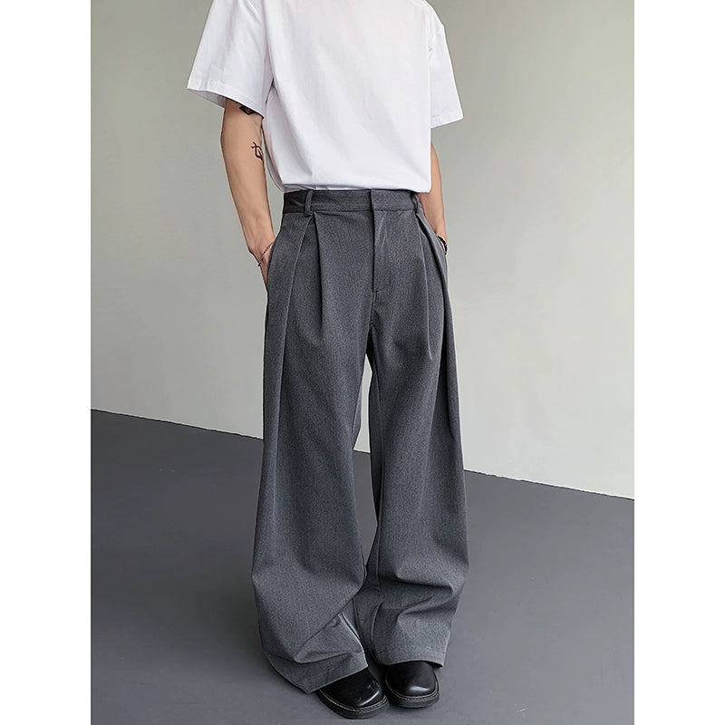 Plain Design Longer hem Trousers WN19303
