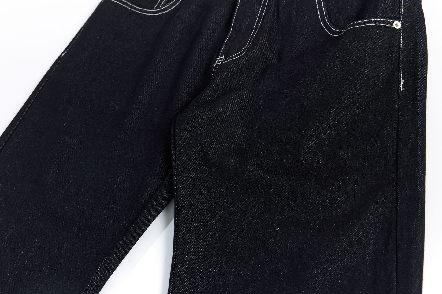 Color Block Embroidery Wide Leg Curved Denim Jeans WN25864