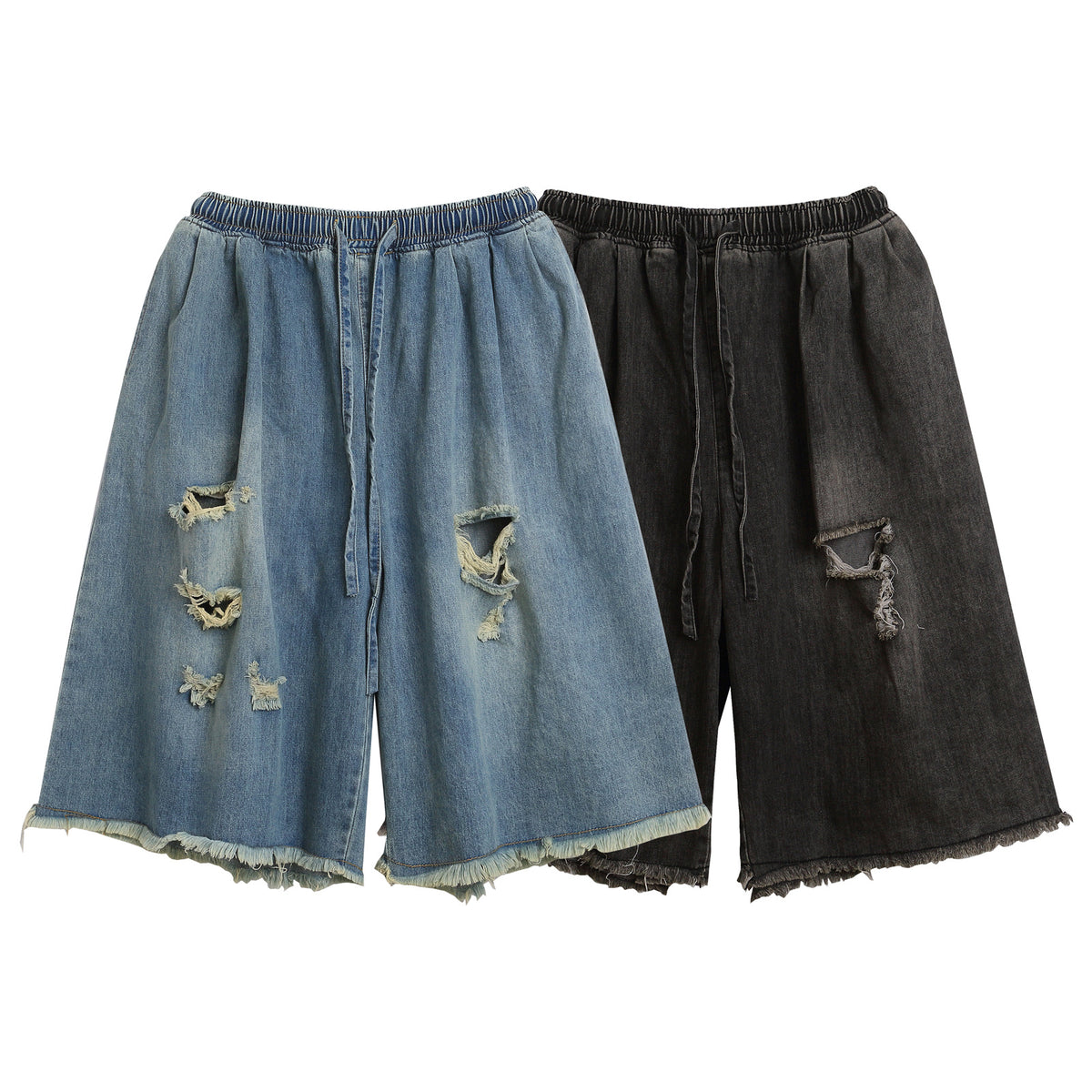 Damage Raw Hem Denim Half Jeans WN26784