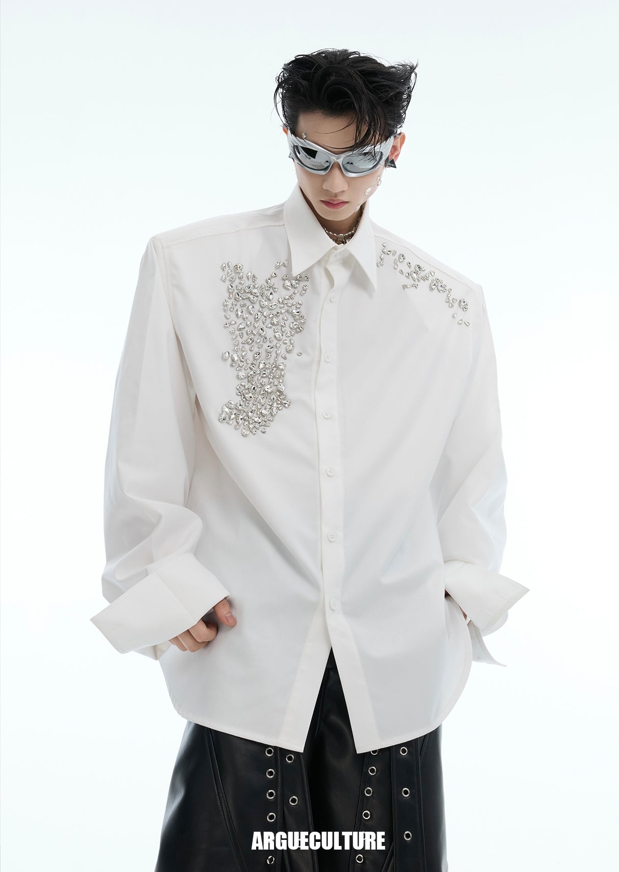 Glitter Rhinestone Long Sleeve Shirt WN14919