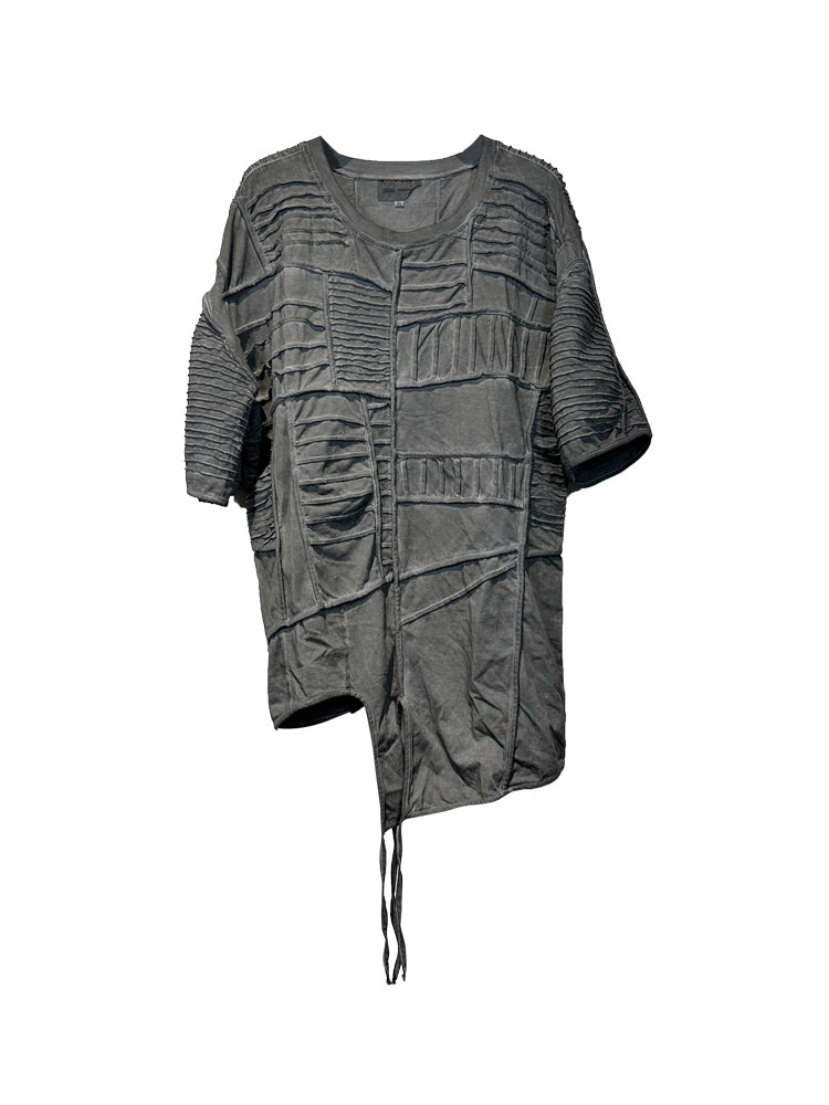 Pleats Tie-Dye Washed 3D-Cut Short Sleeve T-Shirt WN13849